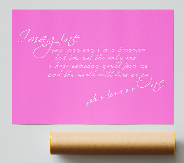 Music Quote Imagine John Lennon Vivid Pink