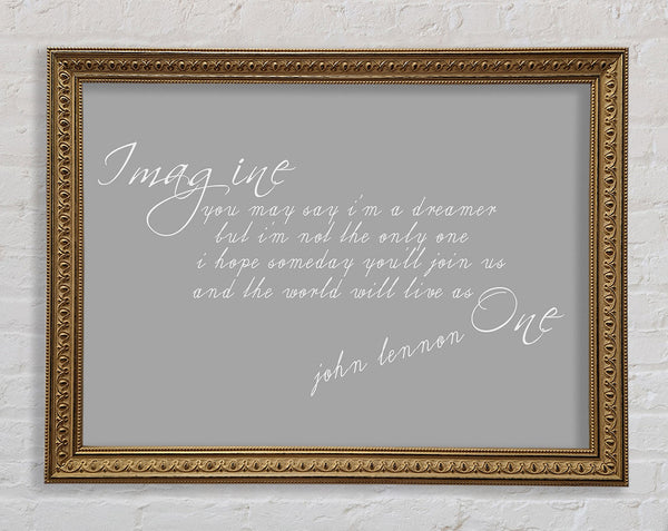 Music Quote Imagine John Lennon Grey White