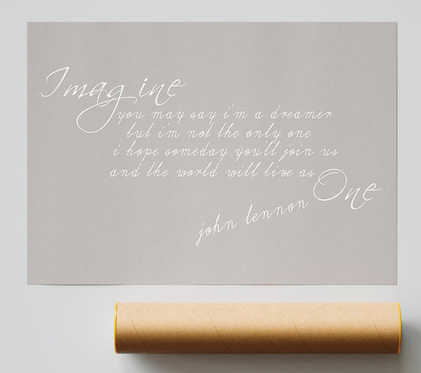 Music Quote Imagine John Lennon Beige