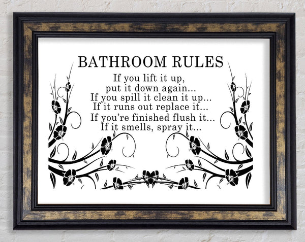 Bathroom Quote Bathroom Rules 2 White