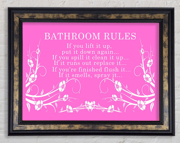 Bathroom Quote Bathroom Rules 2 Vivid Pink