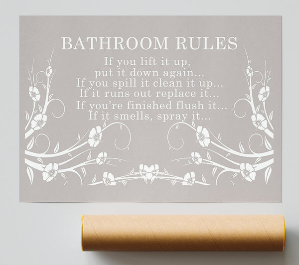 Bathroom Quote Bathroom Rules 2 Beige