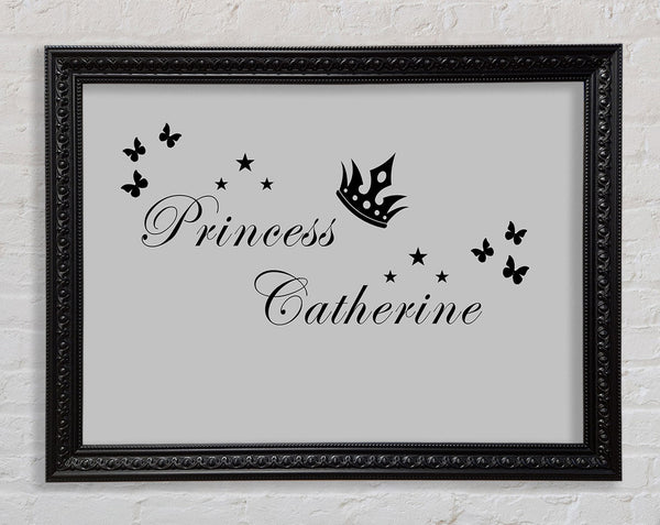 Girls Room Quote Your Own Name Princess 2 Grey