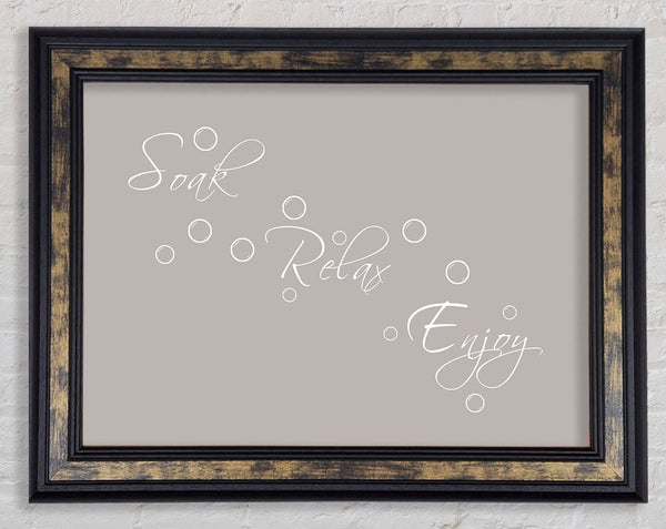 Bathroom Quote Soak Relax Enjoy Beige