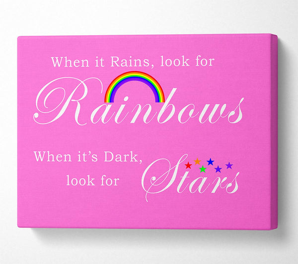 Girls Room Quote When It Rains Look For Rainbows 2 Vivid Pink