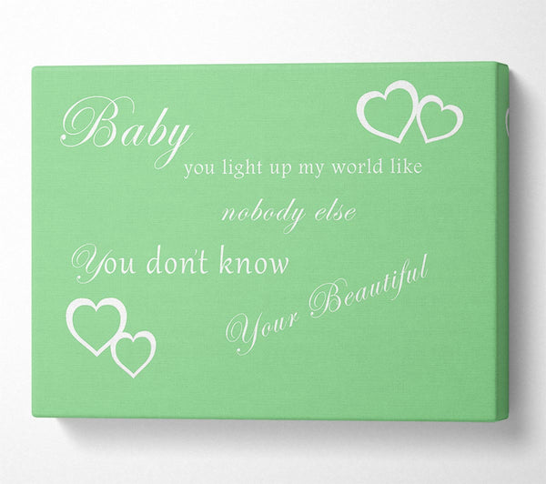 Music Quote Baby You Light Up My World 1D Green