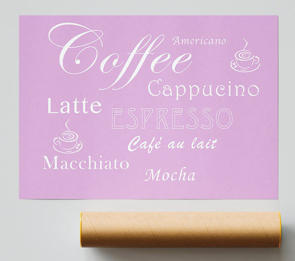 Kitchen Quote Coffee Delight Pink