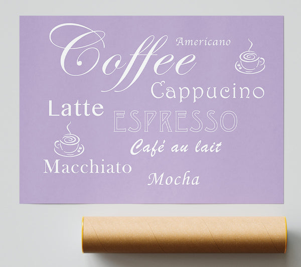 Kitchen Quote Coffee Delight Lilac