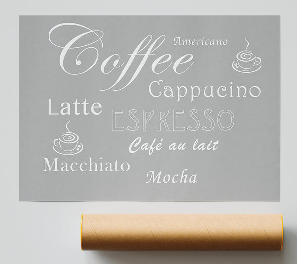 Kitchen Quote Coffee Delight Grey White