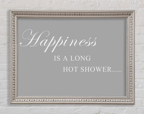 Bathroom Quote Happiness Is A Long Hot Shower Grey White