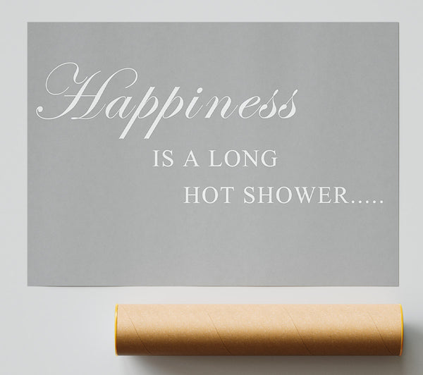 Bathroom Quote Happiness Is A Long Hot Shower Grey White