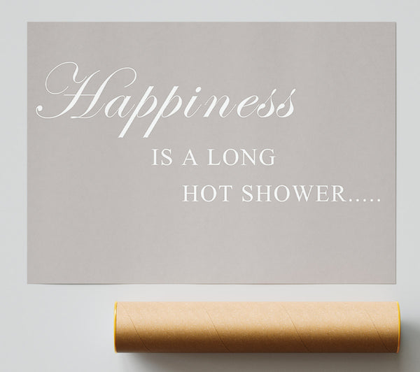 Bathroom Quote Happiness Is A Long Hot Shower Beige