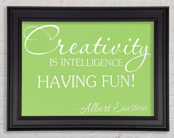 Motivational Quote Albert Einstein Creativity Is Intelligence Lime Green