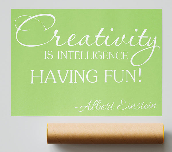 Motivational Quote Albert Einstein Creativity Is Intelligence Lime Green