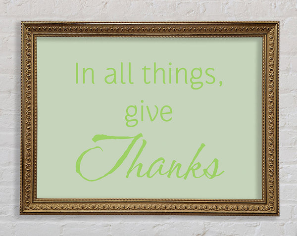 Home Quote In All Things Give Thanks Lime Green