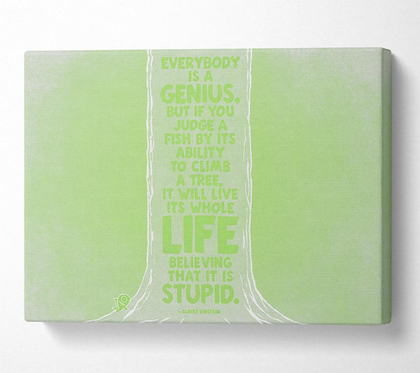 Motivational Quote Albert Einstein Everybody Is A Genius Lime Green