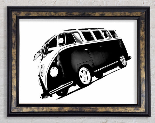 VW Camper Van Black n White