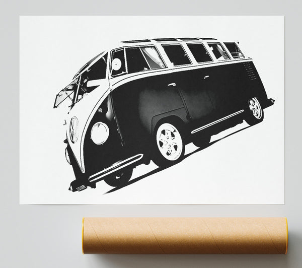 Vw Camper Van Black N White