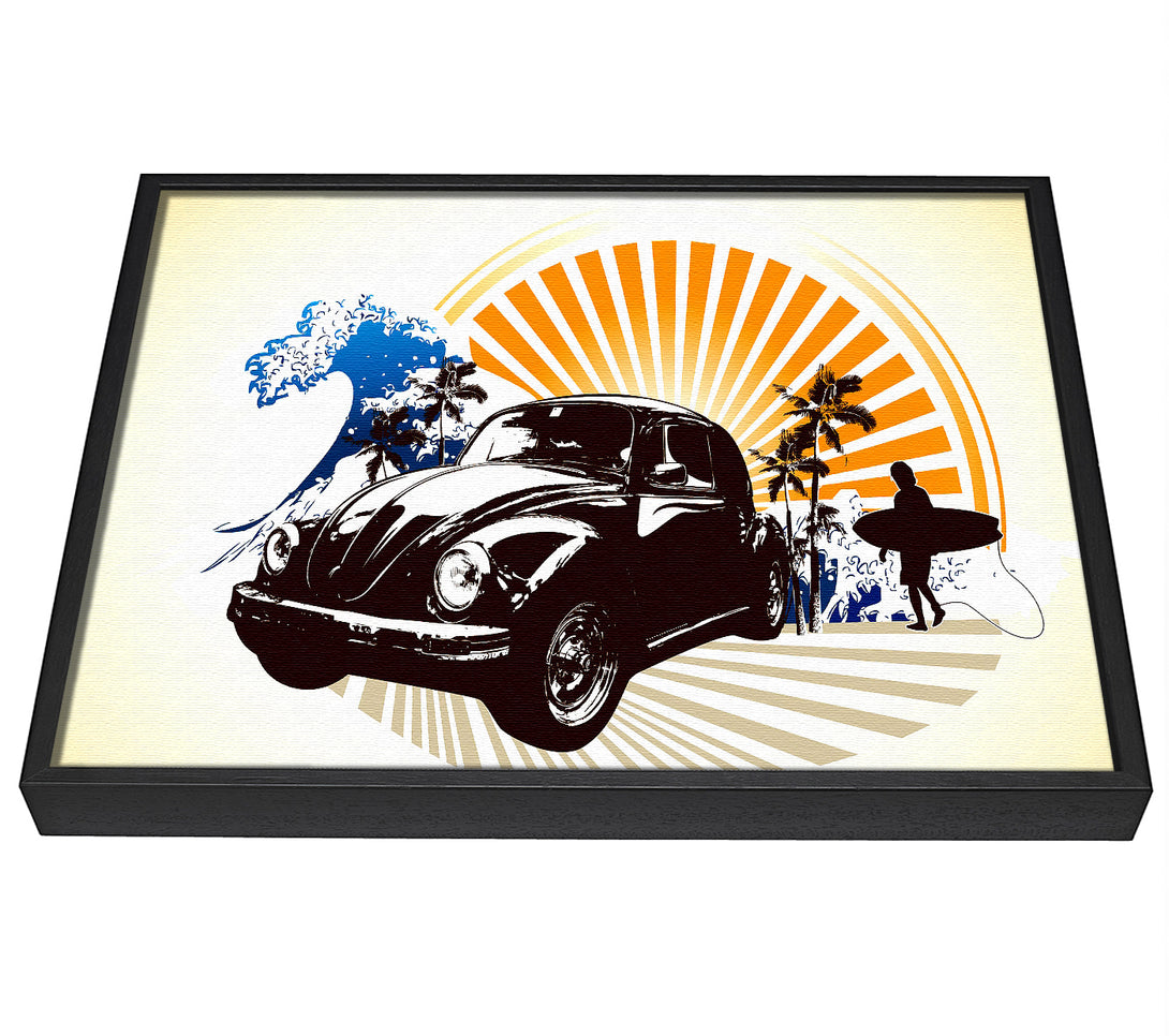 A picture of a Vintage Volkswagen Beetle framed canvas print sold by Wallart-Direct.co.uk