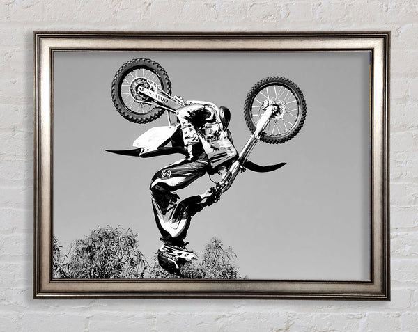 Motorcross Freestyle Upside Down Flip B n W