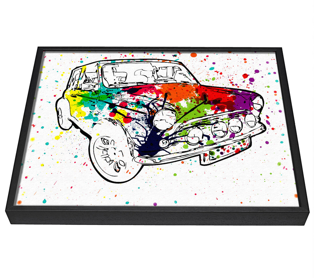 A picture of a Mini Rainbow Paint Splat framed canvas print sold by Wallart-Direct.co.uk