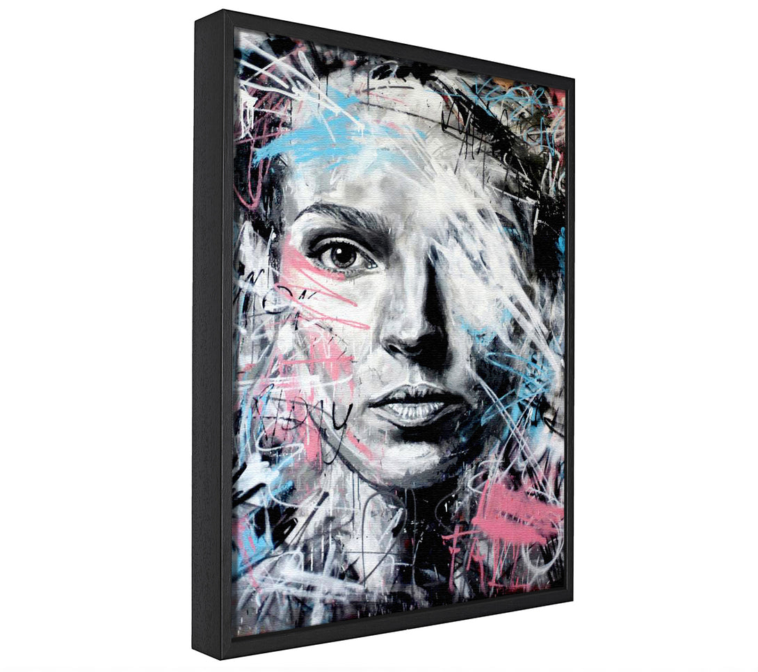 A picture of a Pink And Blue Face framed canvas print sold by Wallart-Direct.co.uk