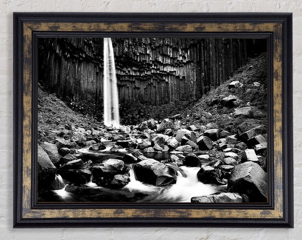 Waterfall Valley Rocks B n W