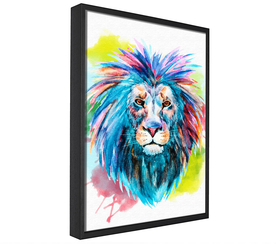 A picture of a Blue Mained Lion framed canvas print sold by Wallart-Direct.co.uk