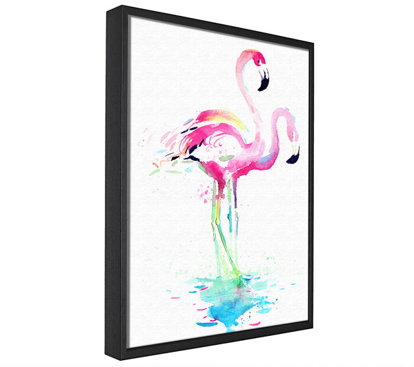 A picture of a Flamingo Watercolour framed canvas print sold by Wallart-Direct.co.uk