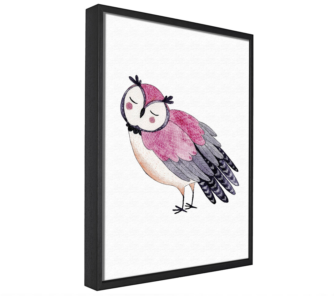 A picture of a Pink Owl framed canvas print sold by Wallart-Direct.co.uk