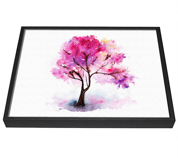 A picture of a Pink Lonesome Tree framed canvas print sold by Wallart-Direct.co.uk