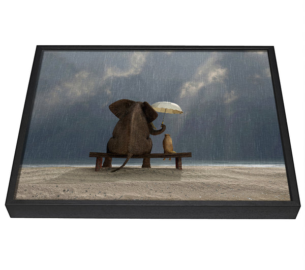 A picture of a Helpful Elephant framed canvas print sold by Wallart-Direct.co.uk