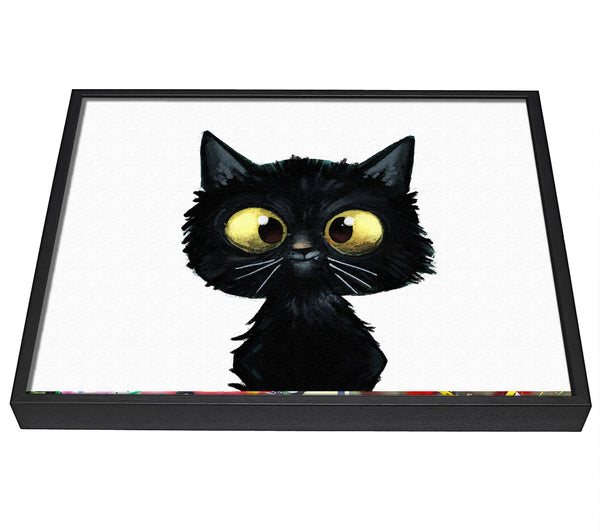 A picture of a Funny Black Cat framed canvas print sold by Wallart-Direct.co.uk