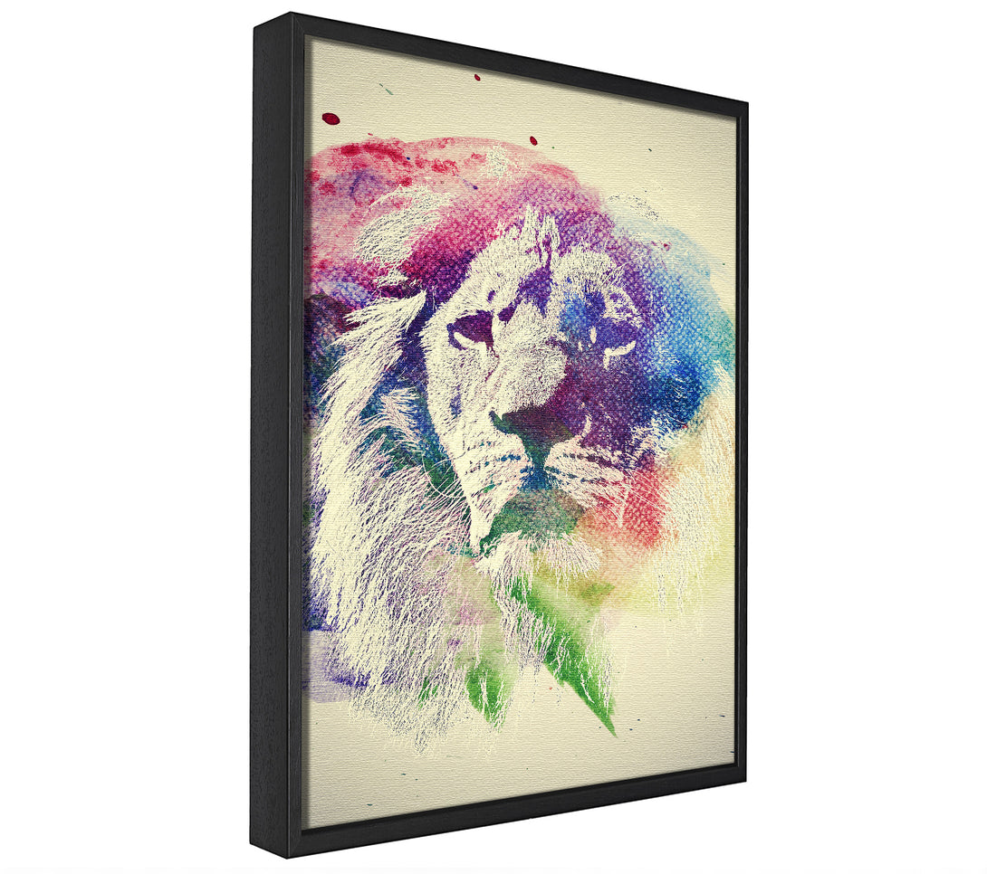 A picture of a Rainbow Lion framed canvas print sold by Wallart-Direct.co.uk