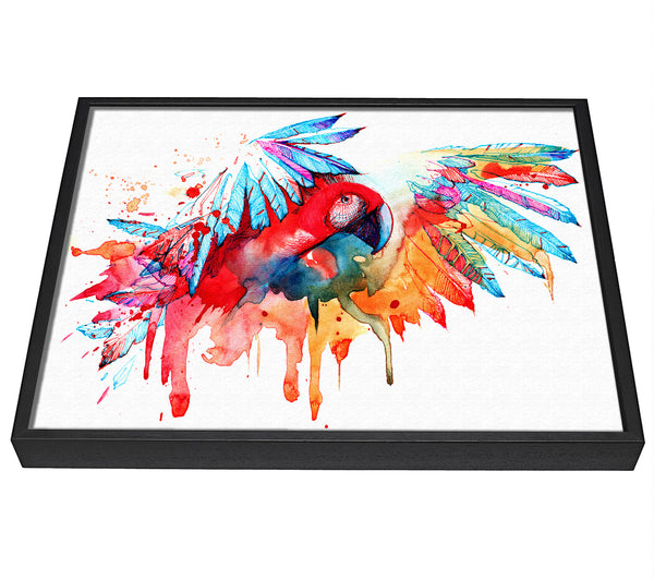 A picture of a Colourful Parrot framed canvas print sold by Wallart-Direct.co.uk