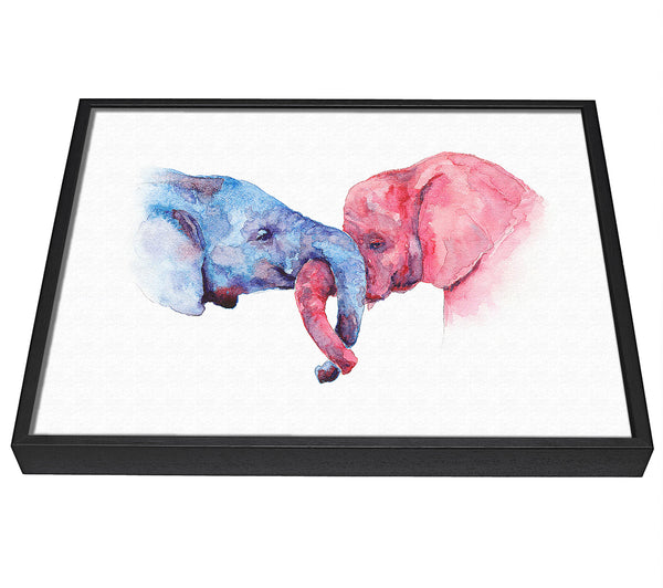 A picture of a Elephant Trunk love framed canvas print sold by Wallart-Direct.co.uk