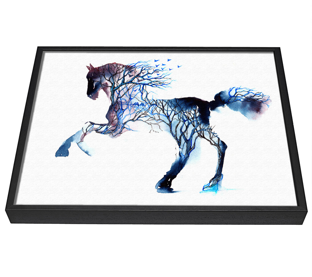 A picture of a Horse Branches framed canvas print sold by Wallart-Direct.co.uk