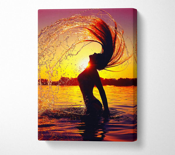 Sunset woman Ocean Splash