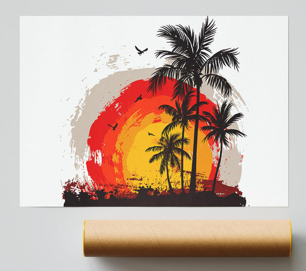 Impressionist Palm Tree Sun