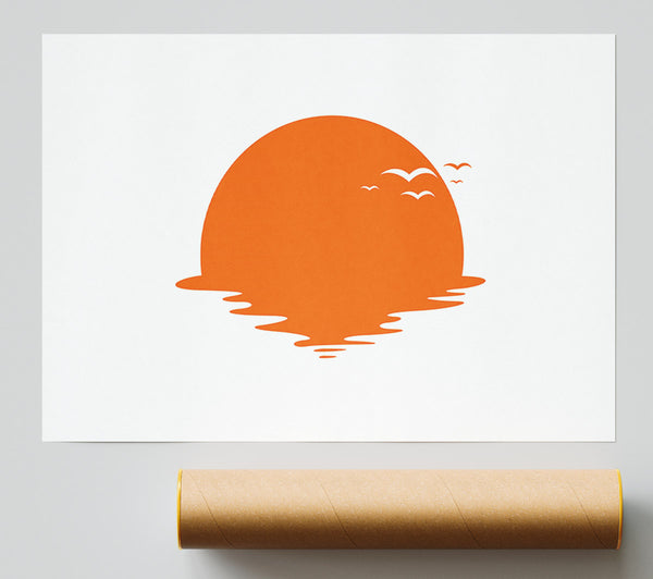 Birds In The Orange Sun