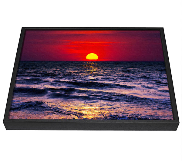 A picture of a Golden Sunset Ocean framed canvas print sold by Wallart-Direct.co.uk