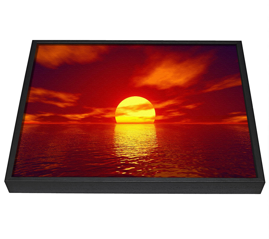 A picture of a Golden Sun In The Red Sky framed canvas print sold by Wallart-Direct.co.uk