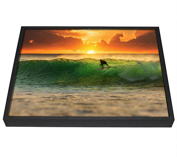 A picture of a Surfer Sunset framed canvas print sold by Wallart-Direct.co.uk