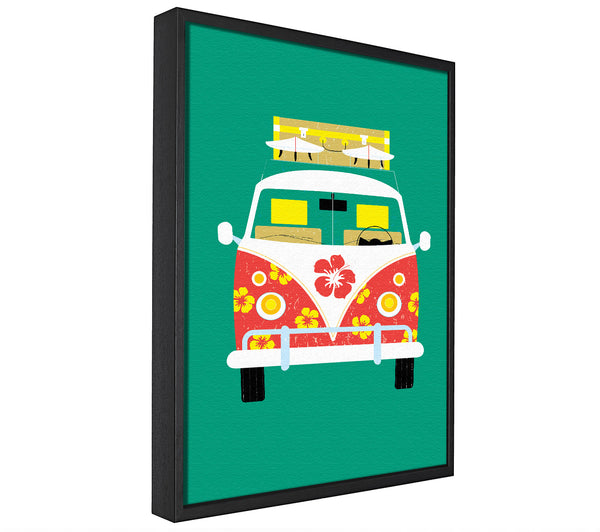 A picture of a VW Camper Van Hippy framed canvas print sold by Wallart-Direct.co.uk