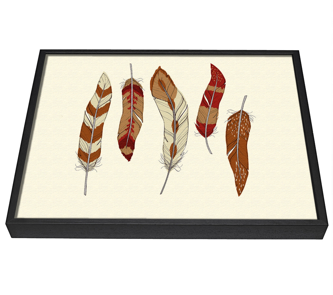 A picture of a Red Indian Feathers framed canvas print sold by Wallart-Direct.co.uk