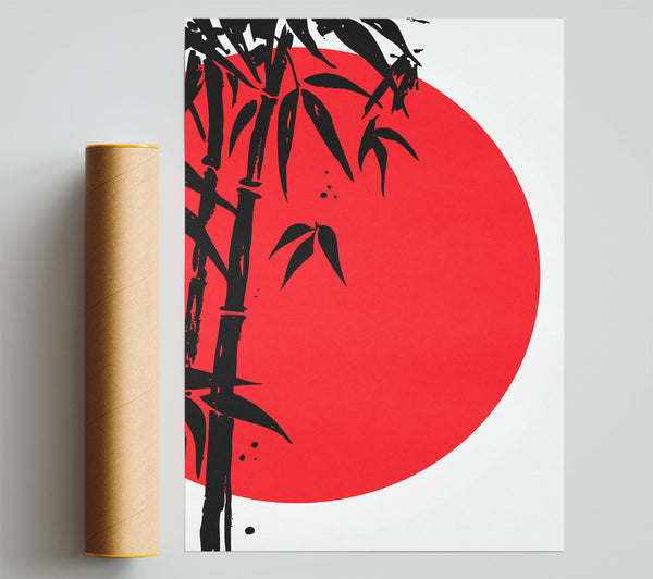 Red Sun Through The Japanese Bamboo