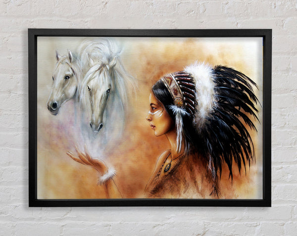 Red Indian Princess With Horses