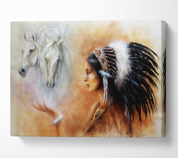 Red Indian Princess With Horses