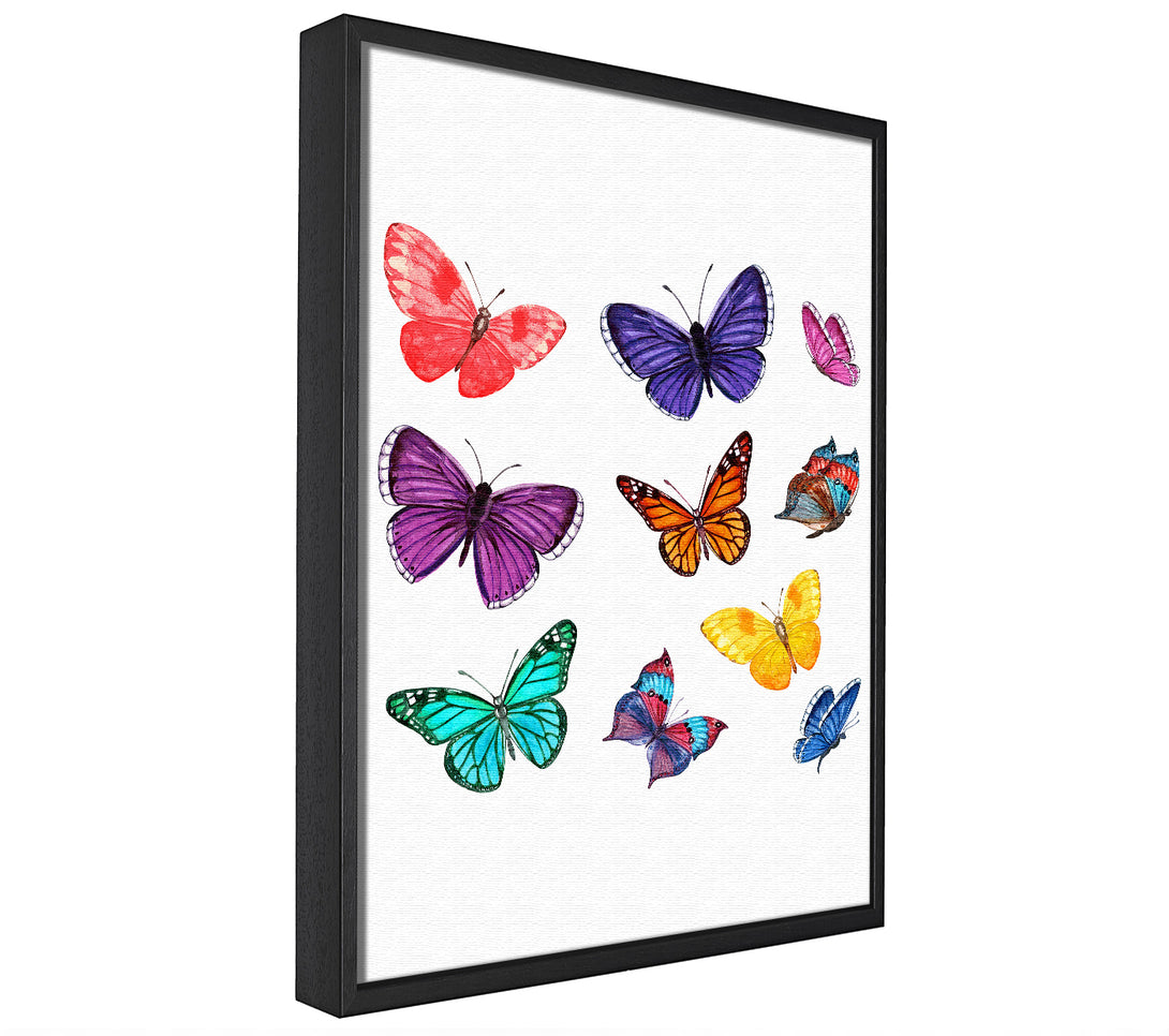 A picture of a Rainbow Butterflies framed canvas print sold by Wallart-Direct.co.uk