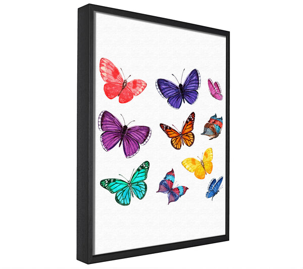 A picture of a Rainbow Butterflies framed canvas print sold by Wallart-Direct.co.uk